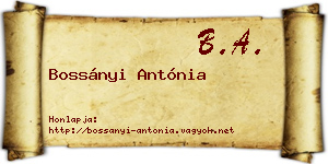 Bossányi Antónia névjegykártya